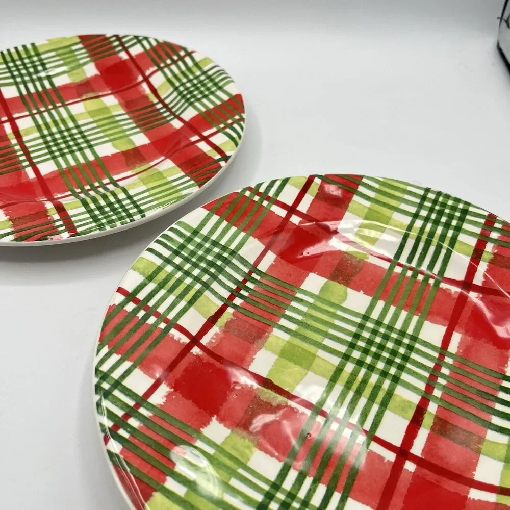 Pier 1 Ironstone Christmas Holiday Plaid 8.75